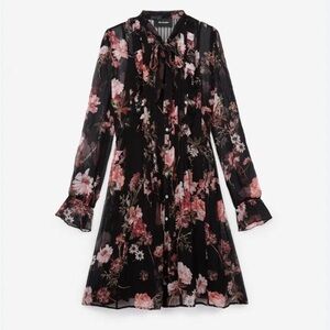 The Kooples Moulin Noir Floral Silk Dress